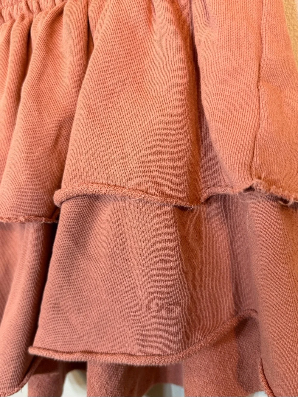 Aerie Tiered Ruffle Mini Skirt XS Dusty Rose 100% Cotton Boho Cottagecore - Picture 6 of 8